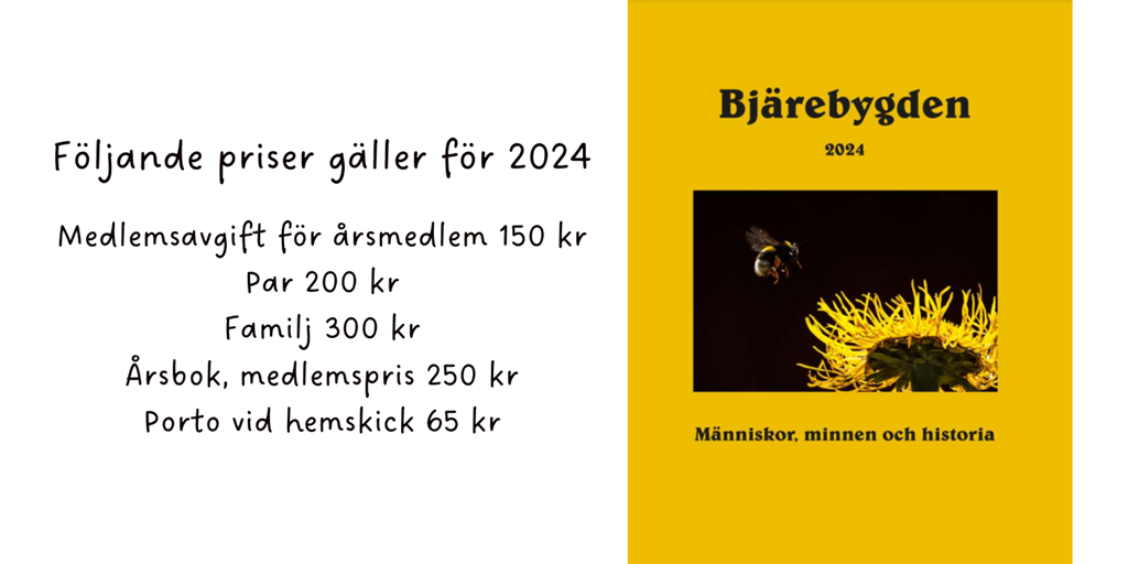 Dags för årets upplaga av Bjärebygden och medlemsavgift för 2024!